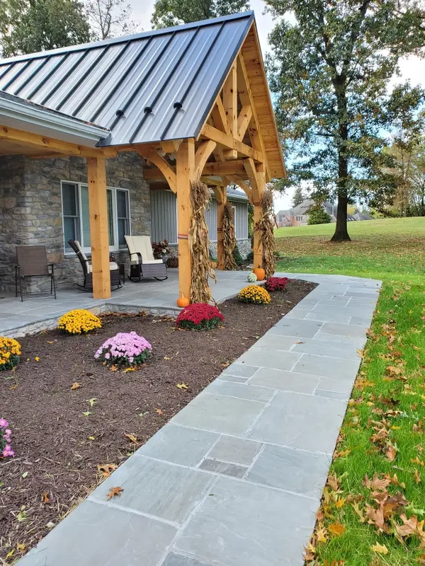 Stone entrance and timber porch