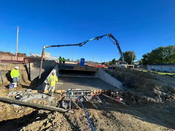 Concrete placement at a foundation