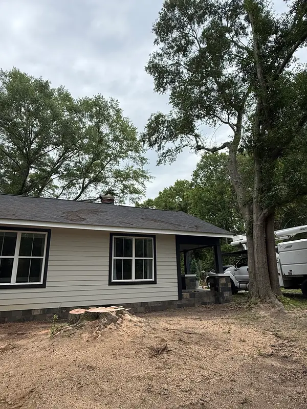 Tree removal beside a home
