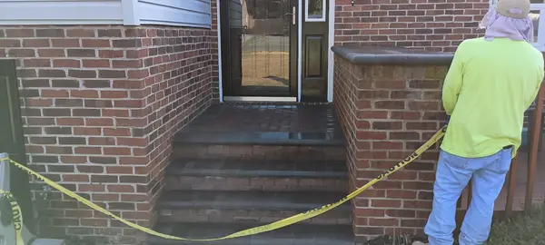 Entrance cleaning in progress