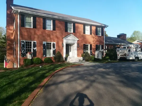 Brick home and painted shutters