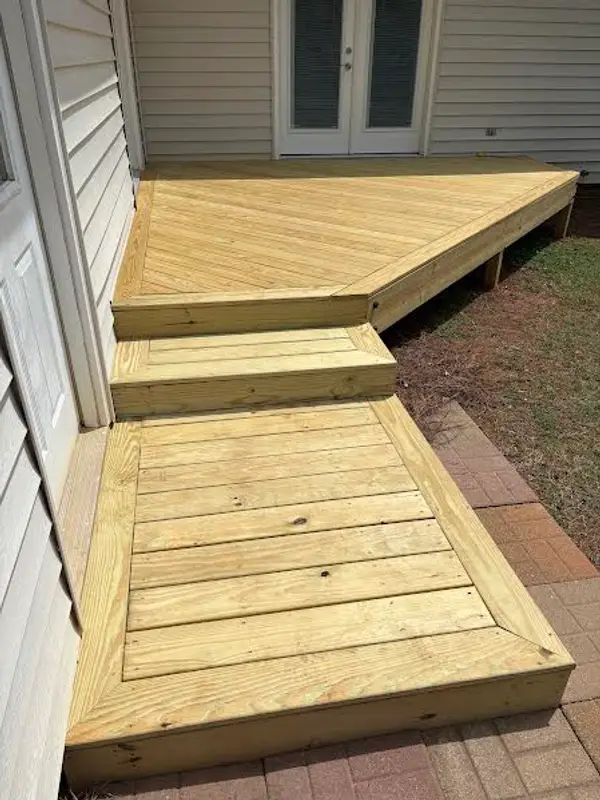 Wood landing and steps