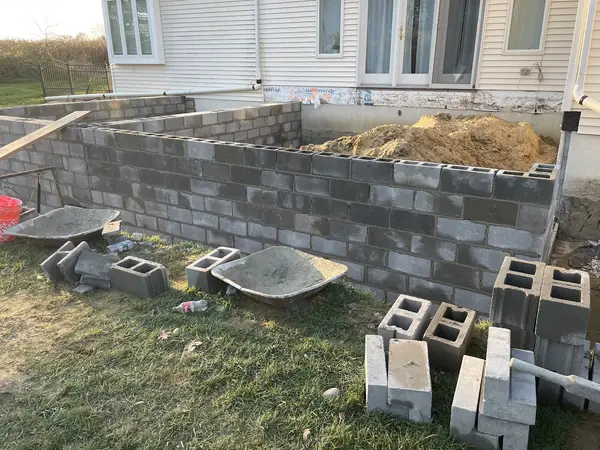 Residential block wall construction by C.W. Masonry Landscaping
