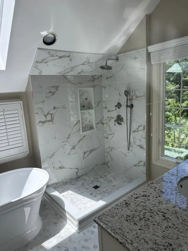 Tiled shower shown on the Berwyn Kitchen and Bath profile