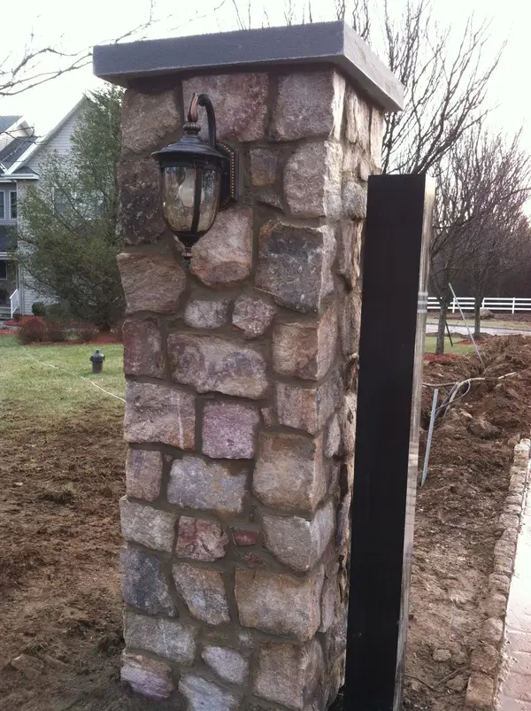 Finished stone entrance pillar